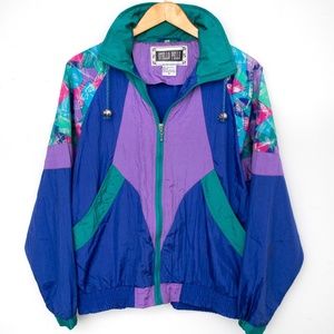 1990's Vintage Otello Pelle Multicolor Size Medium Nylon Ski Windbreaker Jacket